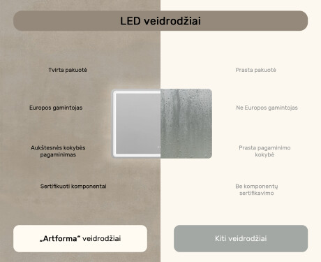 Apšviestas vonios veidrodis LED 100x70cm su Dual color, Jutiklinis jungiklis, Šildymo kilimėlis, Bluetooth garsiakalbis - L141 #7