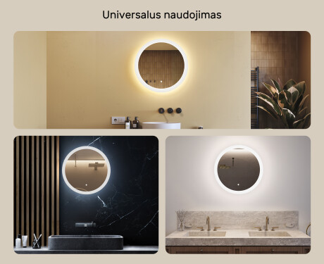 Apvalus LED apšviestas vonios veidrodis 60 cm su Dual color, Jutiklinis jungiklis #2