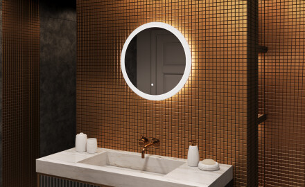 Apvalus LED apšviestas vonios veidrodis 60 cm su Dual color, Jutiklinis jungiklis