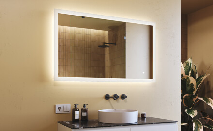 Stačiakampis vonios veidrodis su LED apšvietimu 120x70 cm su Dual color, Jutiklinis jungiklis