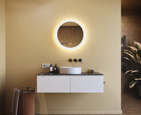 Apvalūs vonios veidrodžiai su LED apšvietimu 60 cm su Dual color, Jutiklinis jungiklis, Šildymo kilimėlis #9