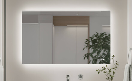 Stačiakampis vonios veidrodis su LED apšvietimu 80x60/60x80 cm, dviejų spalvų, jutiklinis jungiklis, šildymo kilimėlis