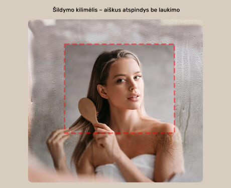 Nelyginė veidrodis su apšvietimu, 114×84 cm, dvikolorė, jutiklinis jungiklis, šildymo kilimėlis #5