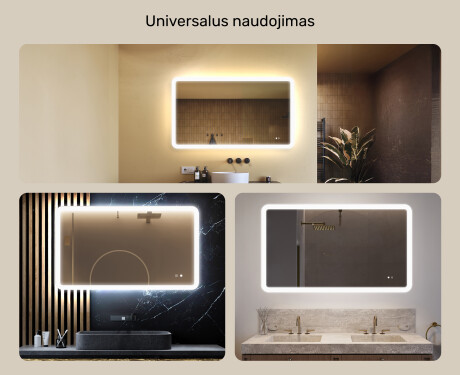 Apvalus vonios veidrodis su LED apšvietimu, 120×70 cm, dvikolorė, jutiklinis jungiklis, šildymo kilimėlis #2
