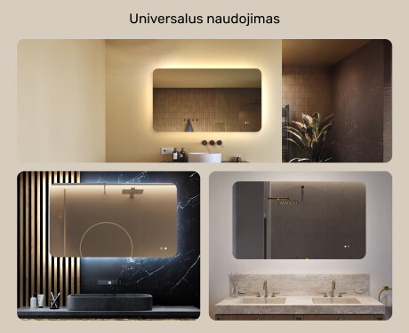 Apvalus vonios veidrodis su LED apšvietimu, 120×70 cm, dvikolorė, jutiklinis jungiklis, šildymo kilimėlis #2