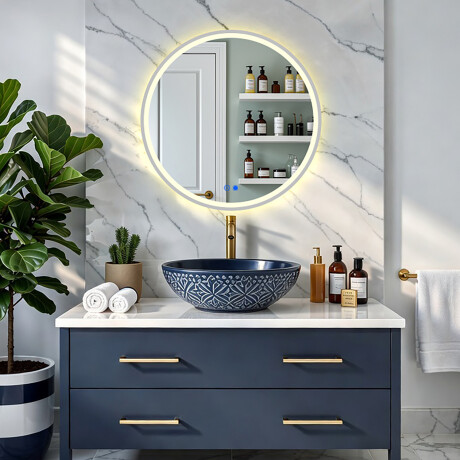 Apvalus LED apšviestas veidrodis - 60/80 cm sidabriniame aliuminio rėme #8