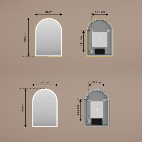 Netaisyklingos formos veidrodis su LED apšvietimu juodame aliuminio rėme #3