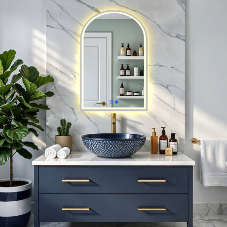 Netaisyklingos formos LED apšviestas veidrodis – 60x90/70x100 cm sidabriniame aliuminio rėme #8