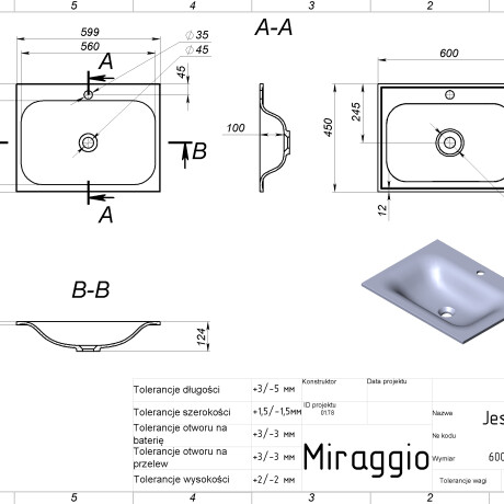 JESSEL 600 MATT praustuvė #1
