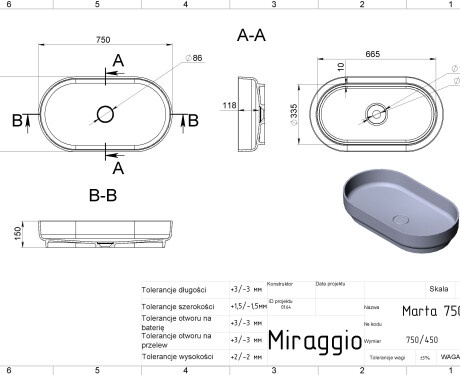 MARTA 750 MIRASOFT praustuvė