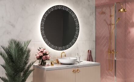 Apvalus apšviestas vonios veidrodis L35