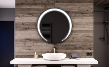 Apvalus apšviestas vonios veidrodis L98