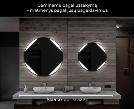 Apvalus apšviestas vonios veidrodis L114 #6