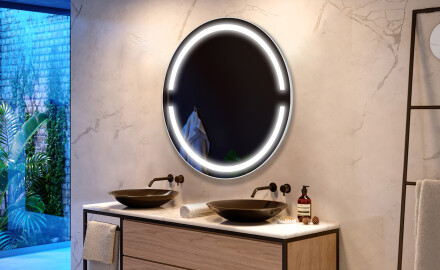 Apvalus apšviestas vonios veidrodis L118