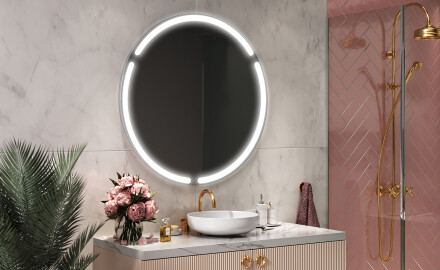 Apvalus apšviestas vonios veidrodis L119