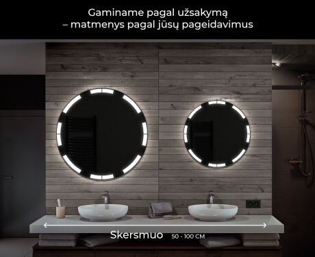 Apvalus apšviestas vonios veidrodis L120 #6