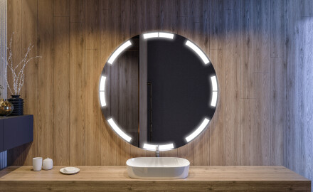 Apvalus apšviestas vonios veidrodis L120