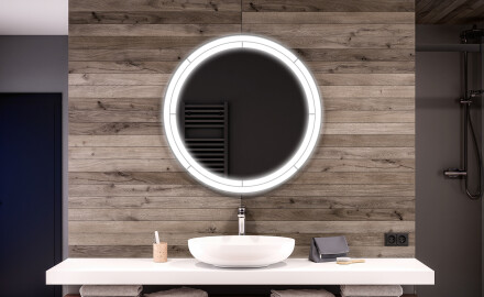 Apvalus apšviestas vonios veidrodis L122