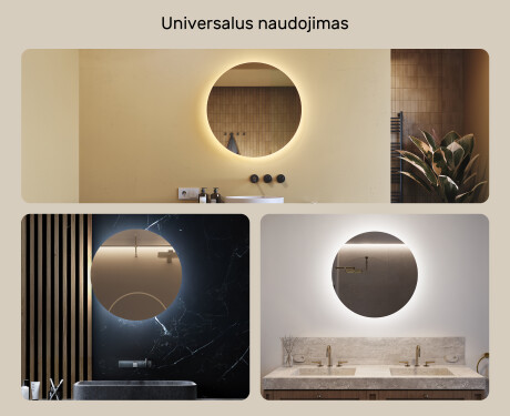 Apvalus apšviestas vonios veidrodis 70cm su šaltu LED apšvietimu 7000K, šiltu apšvietimu 3000K arba neutraliu apšvietimu 4500K #2
