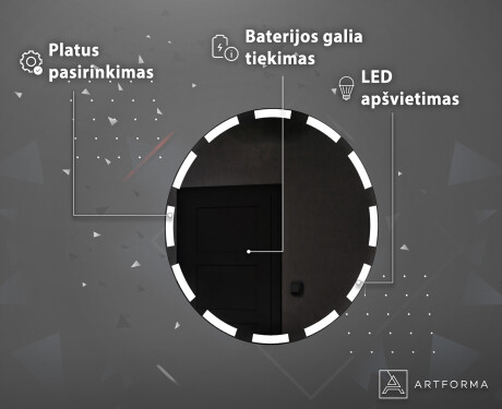 Akumuliatorinis apvalus vonios veidrodis su apšvietimu L117 #4