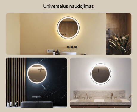 Apvalus apšviestas vonios veidrodis 60cm su šaltu LED apšvietimu 7000K, šiltu apšvietimu 3000K arba neutraliu apšvietimu 4500K #2
