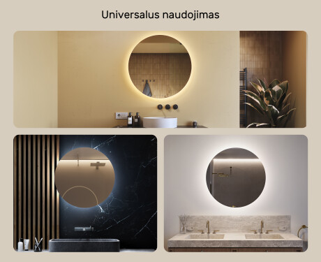 Apvalus apšviestas vonios veidrodis 80cm su šaltu LED apšvietimu 7000K, šiltu apšvietimu 3000K arba neutraliu apšvietimu 4500K #2