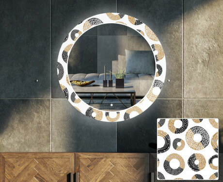 Apvalus dekoratyvinis veidrodis su LED apšvietimu svetainei - donuts