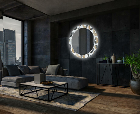 Apvalus dekoratyvinis veidrodis su LED apšvietimu svetainei - donuts #12
