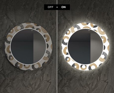 Apvalus dekoratyvinis veidrodis su LED apšvietimu svetainei - donuts #7