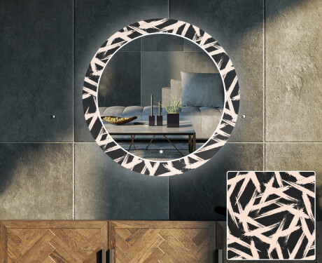 Apvalus dekoratyvinis veidrodis su LED apšvietimu svetainei - lines #1