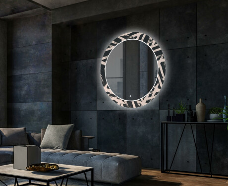 Apvalus dekoratyvinis veidrodis su LED apšvietimu svetainei - lines #2