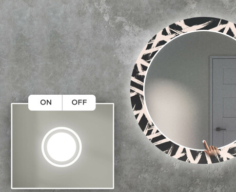 Apvalus dekoratyvinis veidrodis su LED apšvietimu svetainei - lines #4