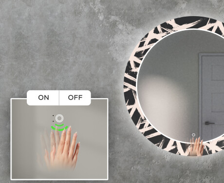 Apvalus dekoratyvinis veidrodis su LED apšvietimu svetainei - lines #5
