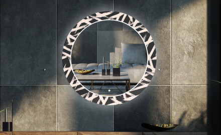 Apvalus dekoratyvinis veidrodis su LED apšvietimu svetainei - lines