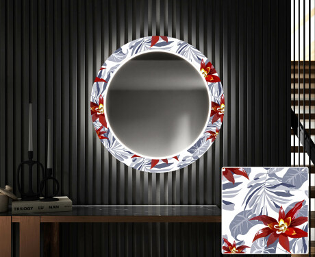 Apvalus dekoratyvinis veidrodis su LED apšvietimu prieškambariui - sea flowers #1