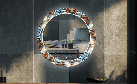 Apvalus dekoratyvinis veidrodis su LED apšvietimu svetainei - color triangles