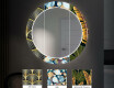 Apvalus dekoratyvinis veidrodis su LED apšvietimu prieškambariui - golden flowers #6