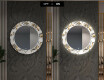 Apvalus dekoratyvinis veidrodis su LED apšvietimu prieškambariui - golden flowers #7