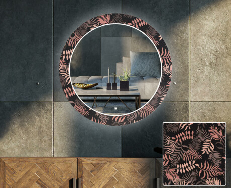 Apvalus dekoratyvinis veidrodis su LED apšvietimu svetainei - jungle #1