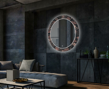 Apvalus dekoratyvinis veidrodis su LED apšvietimu svetainei - jungle #2