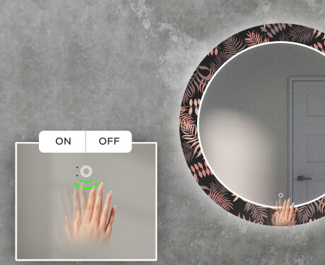 Apvalus dekoratyvinis veidrodis su LED apšvietimu svetainei - jungle #5