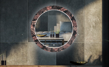 Apvalus dekoratyvinis veidrodis su LED apšvietimu svetainei - jungle