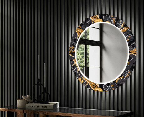 Apvalus dekoratyvinis veidrodis su LED apšvietimu prieškambariui - autumn jungle #2