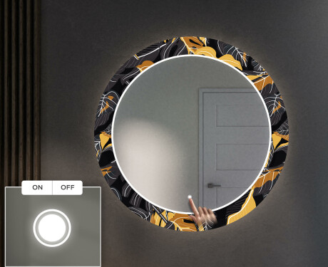 Apvalus dekoratyvinis veidrodis su LED apšvietimu prieškambariui - autumn jungle #4