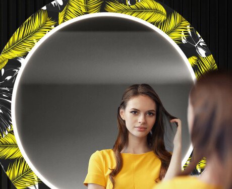 Apvalus dekoratyvinis veidrodis su LED apšvietimu prieškambariui - gold jungle #12
