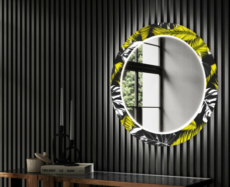 Apvalus dekoratyvinis veidrodis su LED apšvietimu prieškambariui - gold jungle #2