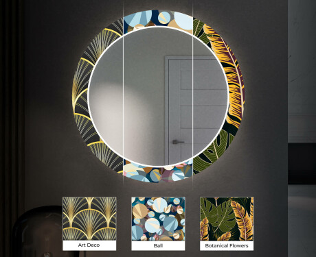 Apvalus dekoratyvinis veidrodis su LED apšvietimu prieškambariui - gold jungle #6