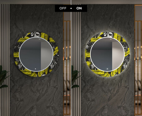 Apvalus dekoratyvinis veidrodis su LED apšvietimu prieškambariui - gold jungle #7