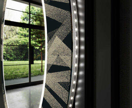 Apvalus dekoratyvinis veidrodis su LED apšvietimu svetainei - dotted triangles #11