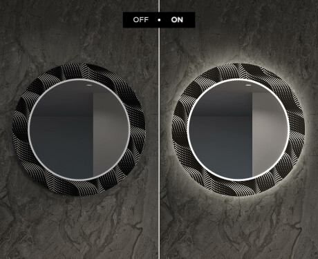 Apvalus dekoratyvinis veidrodis su LED apšvietimu svetainei - dark wave #7